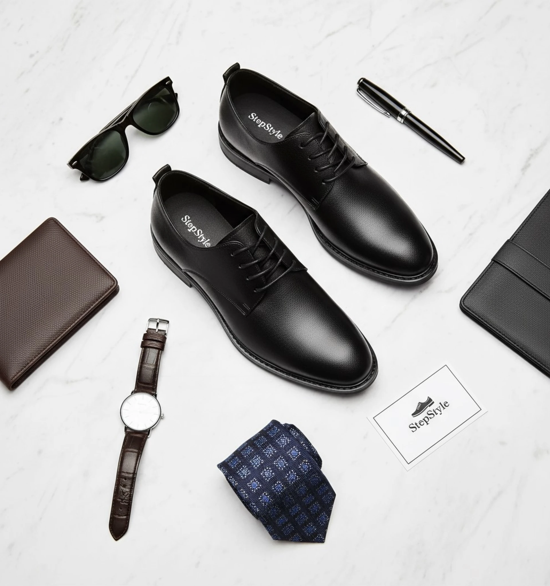 StepStyle Black Leather Formal Shoe-1