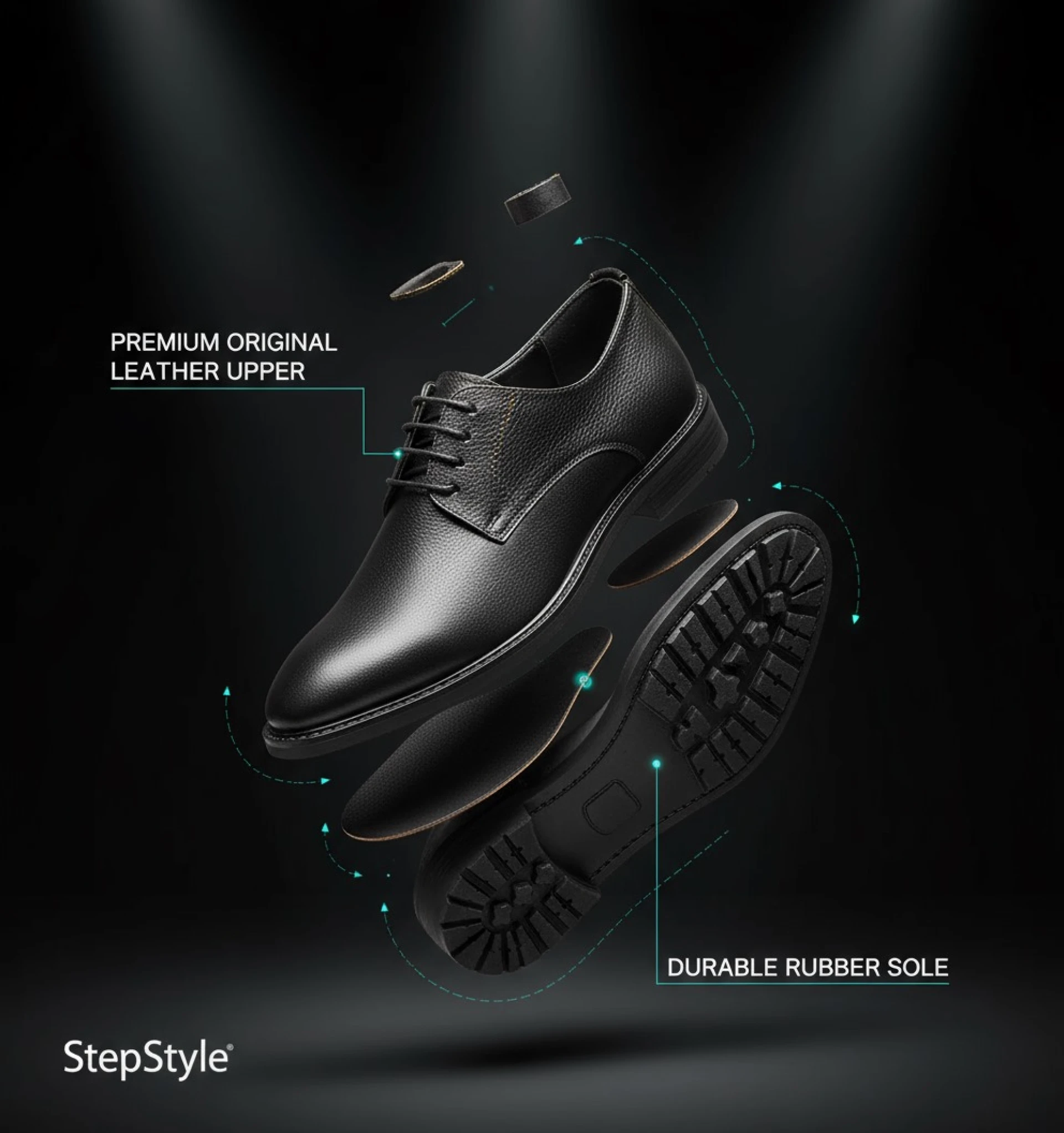 StepStyle Black Leather Formal Shoe-1